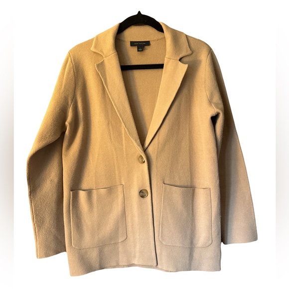 Ann Taylor Sweater Blazer Cardigan size small Dominican sand - Picture 2 of 5
